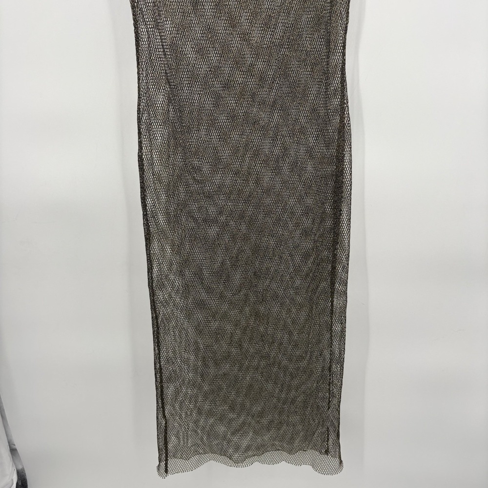Blue Rain Mesh Sleeveless Gold/Black Maxi Dress Womans Size Large-Stretch #22P - Picture 3 of 6